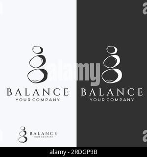 Logo Minimalist zen stones, balancing stones, neatly stacked stones, stones for meditation or health. Stock Vector