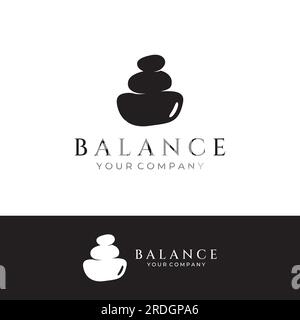 Logo Minimalist zen stones, balancing stones, neatly stacked stones, stones for meditation or health. Stock Vector
