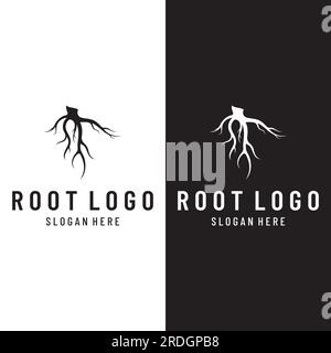 Abstract Vibrant Oak Banyan tree logo design, tree and root vector ...