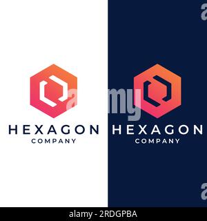 Logo box hexagon or cube and technology hexagon logo creative simple logo.By using modern illustration editing. Stock Vector