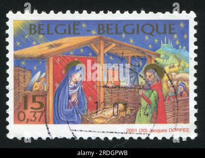 RUSSIA KALININGRAD, 26 OCTOBER 2015: stamp printed by Belgium, shows Christmas, circa 2001 Stock Photo