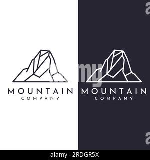Mountain landscape view, with a minimalist design. Logo for photographers, climbers and adventurers. Stock Vector