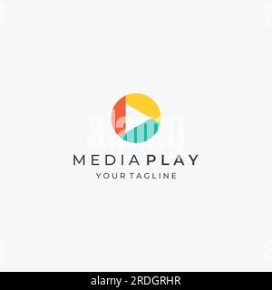 Media logo play button with modern triangle, with line shape, abstract, colorful and simple. Stock Vector