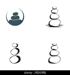 Logo Minimalist zen stones, balancing stones, neatly stacked stones, stones for meditation or health. Stock Vector