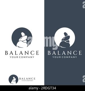 Logo Minimalist zen stones, balancing stones, neatly stacked stones, stones for meditation or health. Stock Vector