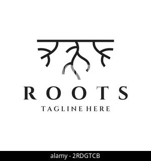 Natural abstract logo creative design of single and fibrous tree root. Stock Vector