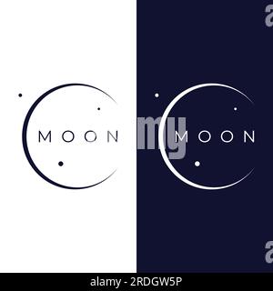 full moon and half moon logo, with logo vector icon concept design and symbols Stock Vector