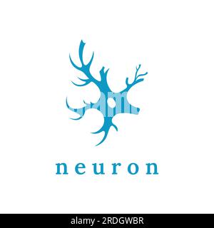 Neuron logo or nerve cell logo with vector concept. Stock Vector