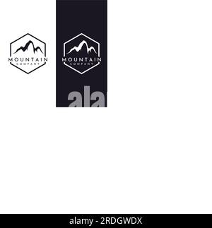 Mountain landscape view, with a minimalist design. Logo for photographers, climbers and adventurers. Stock Vector