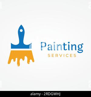 Abstract logo creative design of paintbrush and house paint.With brush sign and modern brush strokes in colorful colors.Logo for business,paint compan Stock Vector