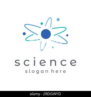 Modern science particle or molecule element logo. Logo for science,atom,biology,technology,physics,lab. Stock Vector