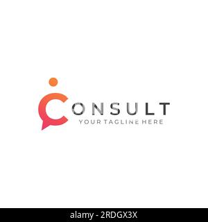 Consultation logo with bubble chat sign, infinity consultation, consultation with people. Stock Vector