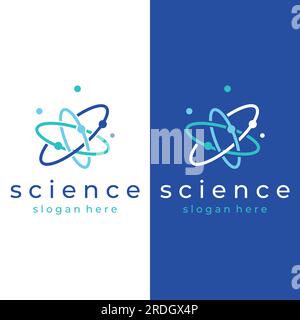 Modern science particle or molecule element logo. Logo for science,atom,biology,technology,physics,lab. Stock Vector