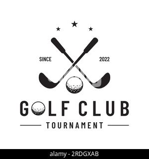 Golf ball and golf club logo. Logo for professional golf team, golf club, tournament, business, event. Stock Vector