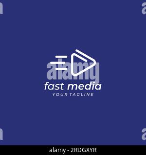 Media logo play button with modern triangle, with line shape, abstract, colorful and simple. Stock Vector