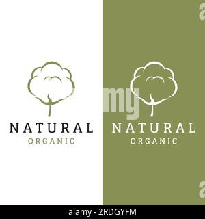 Soft cotton flower plant natural organic logo for business, textile,clothing and beauty. Stock Vector