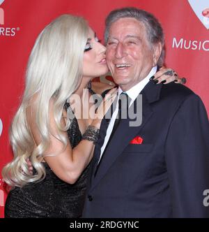 February 6, 2015 - Los Angeles, CA, United States - Lady Gaga and Tony Bennett. 2015 MusiCares Person Of The Year Gala Honoring Bob Dylan held at the Los Angeles Convention Center. (Credit Image: © Admedia/AdMedia via ZUMA Wire) EDITORIAL USAGE ONLY! Not for Commercial USAGE! Stock Photo