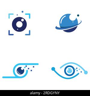 Modern colorful abstract Logo vision, digital vision, optical vision, technology vision, planetary vision and vision center. Stock Vector