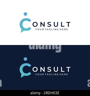 Consultation logo with bubble chat sign, infinity consultation, consultation with people. Stock Vector