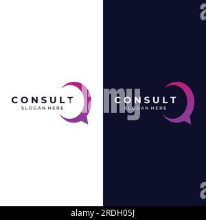 Consultation logo with bubble chat sign, infinity consultation, consultation with people. Stock Vector