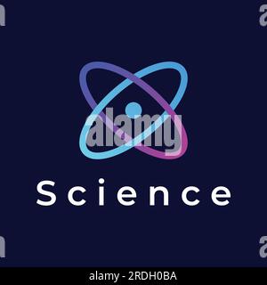 Modern science particle or molecule element logo. Logo for science,atom,biology,technology,physics,lab. Stock Vector