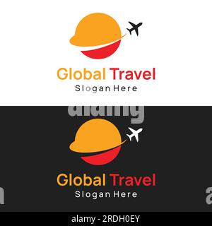 Airline ticket agency logo template,vacation,travel in summer isolated on background.logo for business,brand,agency and travel. Stock Vector