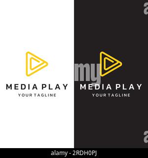 Media logo play button with modern triangle, with line shape, abstract, colorful and simple. Stock Vector