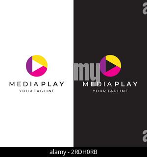 Media logo play button with modern triangle, with line shape, abstract, colorful and simple. Stock Vector