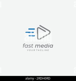 Media logo play button with modern triangle, with line shape, abstract, colorful and simple. Stock Vector