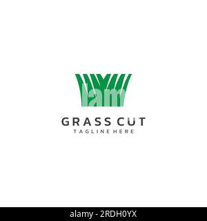 Natural green grass, meadow, and mowed grass element logo in Spring. Stock Vector