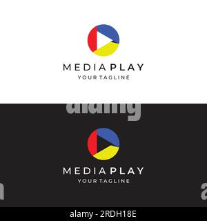 Media logo play button with modern triangle, with line shape, abstract, colorful and simple. Stock Vector