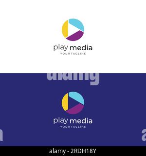 Media logo play button with modern triangle, with line shape, abstract, colorful and simple. Stock Vector