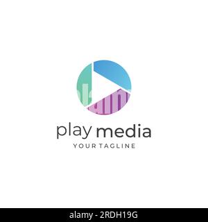 Media logo play button with modern triangle, with line shape, abstract, colorful and simple. Stock Vector