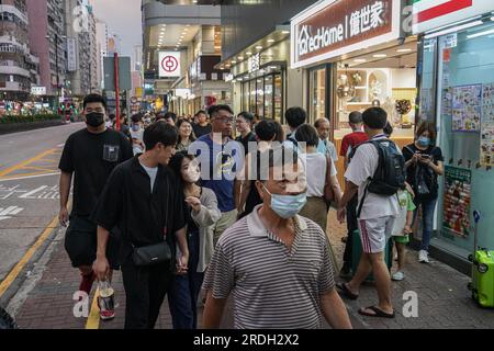 Hong Kong, China. 07th July, 2023. People walk on the streets in Mong Kok. (Photo by Michael Ho Wai Lee/SOPA Images/Sipa USA) Credit: Sipa USA/Alamy Live News Stock Photo