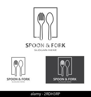 spoon,fork,and knife icon logo vector Stock Vector