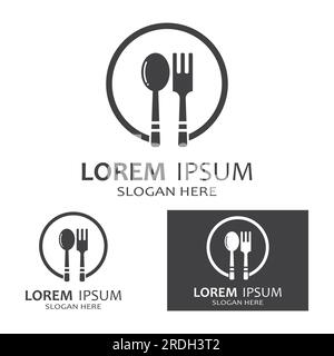 spoon,fork,and knife icon logo vector Stock Vector