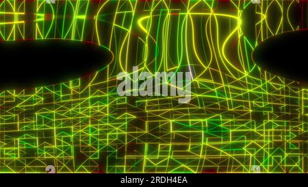 Abstract random neon lines. Computer generated 3d render Stock Photo