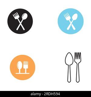 spoon,fork,and knife icon logo vector Stock Vector
