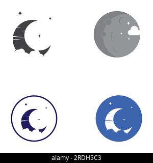 full moon and half moon logo, using logo vector icon concept design Stock Vector