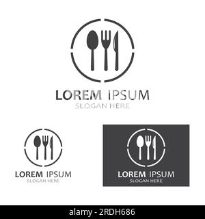 spoon,fork,and knife icon logo vector Stock Vector