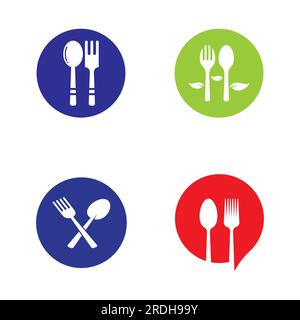 spoon,fork,and knife icon logo vector Stock Vector