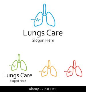Lungs health and lungs care logo icon vector design template Stock Vector