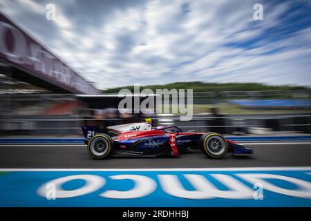 21 NOVALAK Clement (fra), Trident Racing, Dallara F2, action during the 9th round of the 2023 FIA Formula 2 Championship from July 21 to 23, 2023 on the Hungaroring, in Mogyorod, Hungary Stock Photo