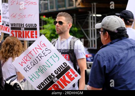 New York City, NY- July 19th Actor Mikey Day at Writers Guilde Strike Credit: Katie Godowski/MediaPunch Stock Photo