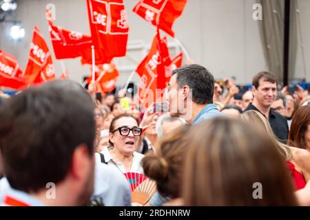 Getafe, Spain. 21st July, 2023. Pedro Sanchez, Spanish prime minister and president of the Psoe party, seen during the closing ceremony of the electoral campaign for the presidential elections of 23 July held in Getafe. (Photo by Alberto Gardin/SOPA Images/Sipa USA) Credit: Sipa USA/Alamy Live News Stock Photo