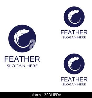 feather logo of fowl breed and pen made of feather using vector icon Stock Vector