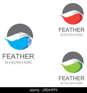 feather logo of fowl breed and pen made of feather using vector icon Stock Vector