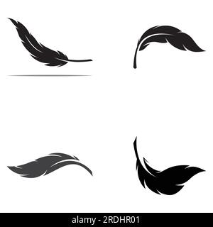 feather logo of fowl breed and pen made of feather using vector icon Stock Vector