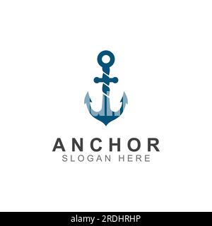 Logo and anchor symbol design vector. Stock Vector