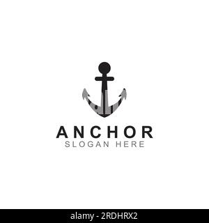 Logo and anchor symbol design vector. Stock Vector